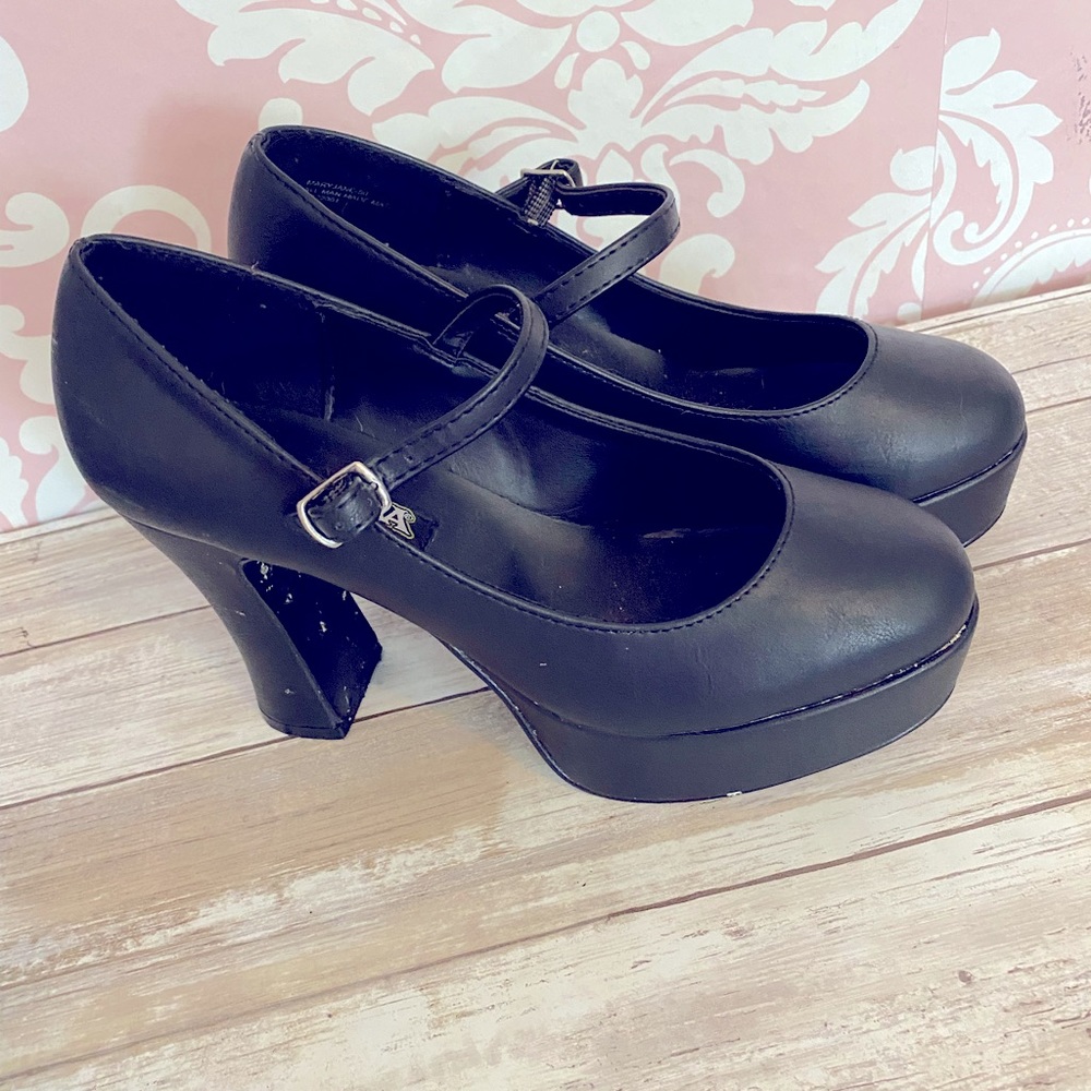 FUNTASMA Platform Mary Janes Gothic Punk e girl Black Sz 8